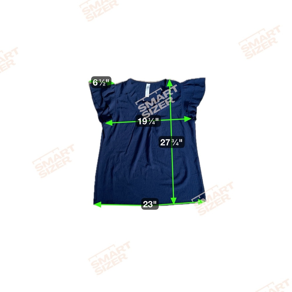 Blooming Jelly Chic Elegant Women’s Navy V-Neck Blouse with Ruffle Sleeves Sz L - Picture 8 of 9
